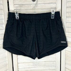 Calvin Klein Logo Print Black Mid Rise Lined Athletic Shorts
